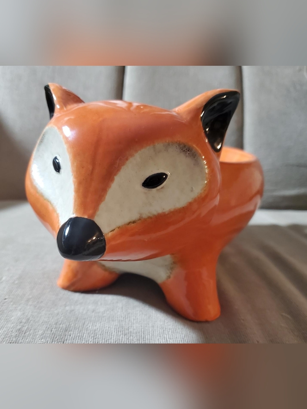 Pier 1 Ceramic Fox Planter 13" Decorative Collectors Piece
